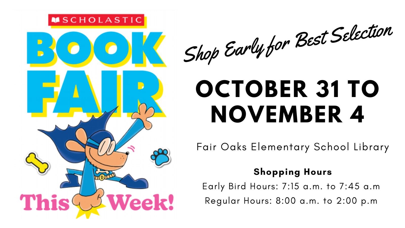 Scholastic Fall Book Fair Begins October 31st
